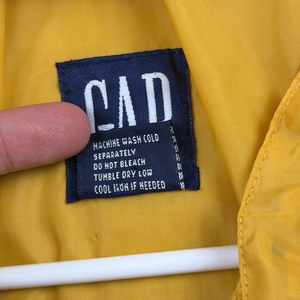 Vintage Gap Windbreaker Vest Mens Large Yellow Full Zip Nylon Hooded Boxy 90s - Picture 6 of 10